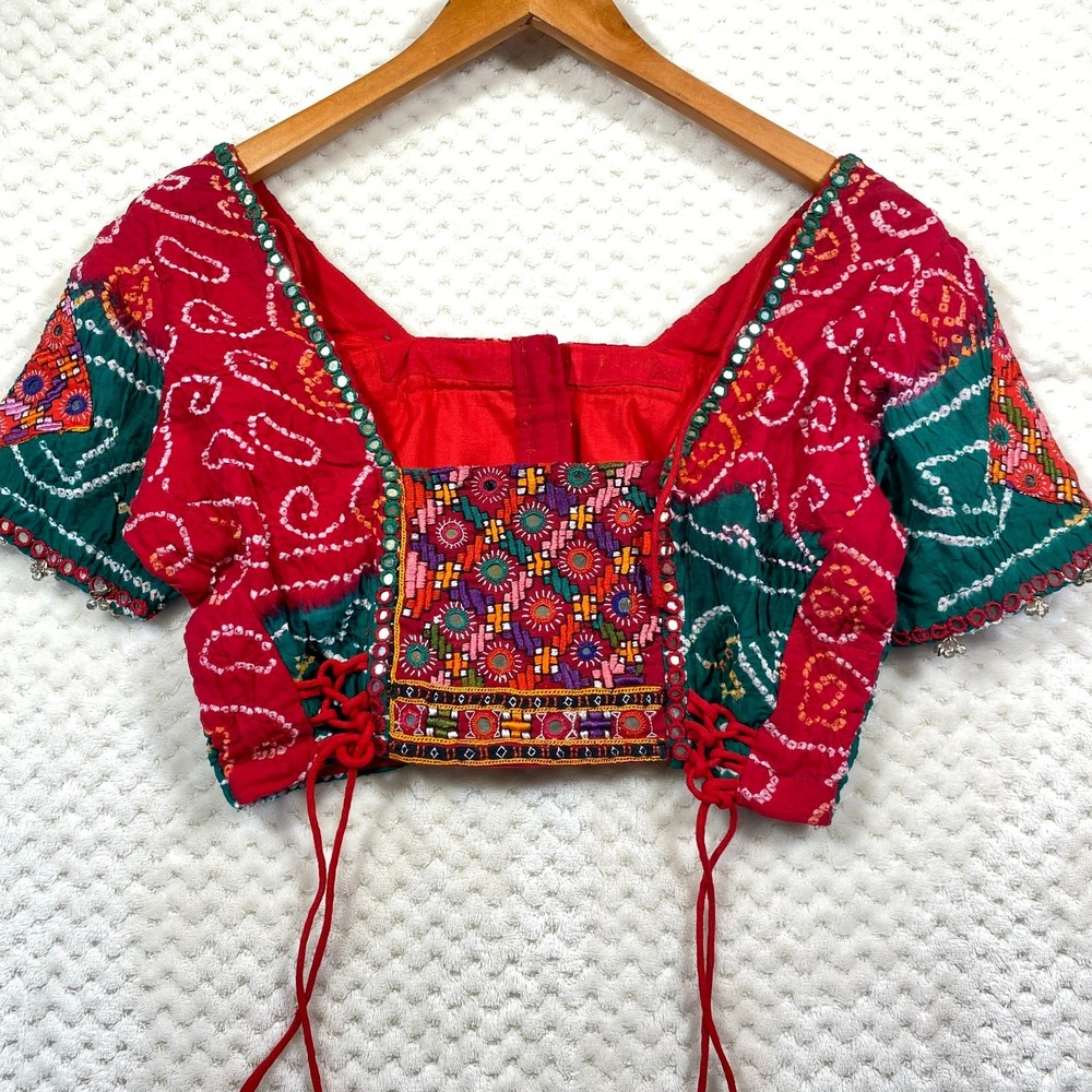 Designer Indian Saree Blouse Embroidered Mirror Work Sequin Multicolor Top